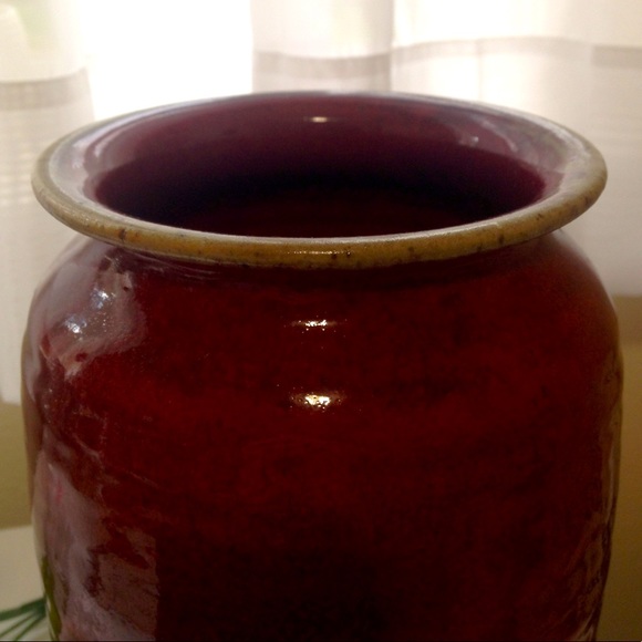 Bruning Pottery Hand-Thrown Stoneware Cranberry Red 11 3/8 Inch Vase - Picture 6 of 8